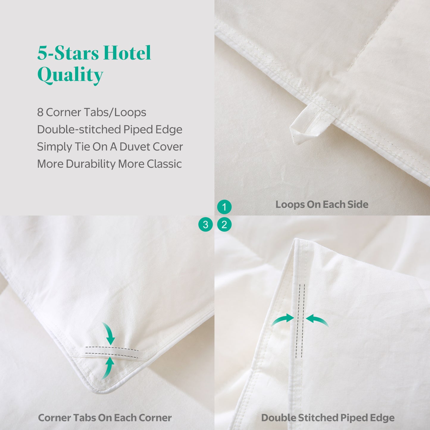 APSMILE Goose Feather Down Comforter,100% Organic Cotton All Season Down Duvet,750 FP Duvet Insert Medium Warmth Bed Comforter(Ivory White)
