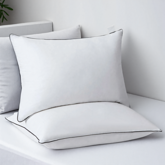 APSMILE Goose Feathers Down Pillows Set of 2, 100% Organic Cotton Cover Medium Support Pillow Inserts, Hotel Quality Fluffy Bed Pillow,White