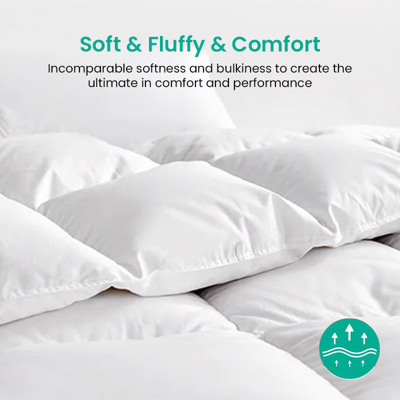 APSMILE Feather Down Comforter-Soft Poly Cotton Cover Duvet Insert-Hotel Quality Medium/Lightweight Warmth Bed Comforte,White