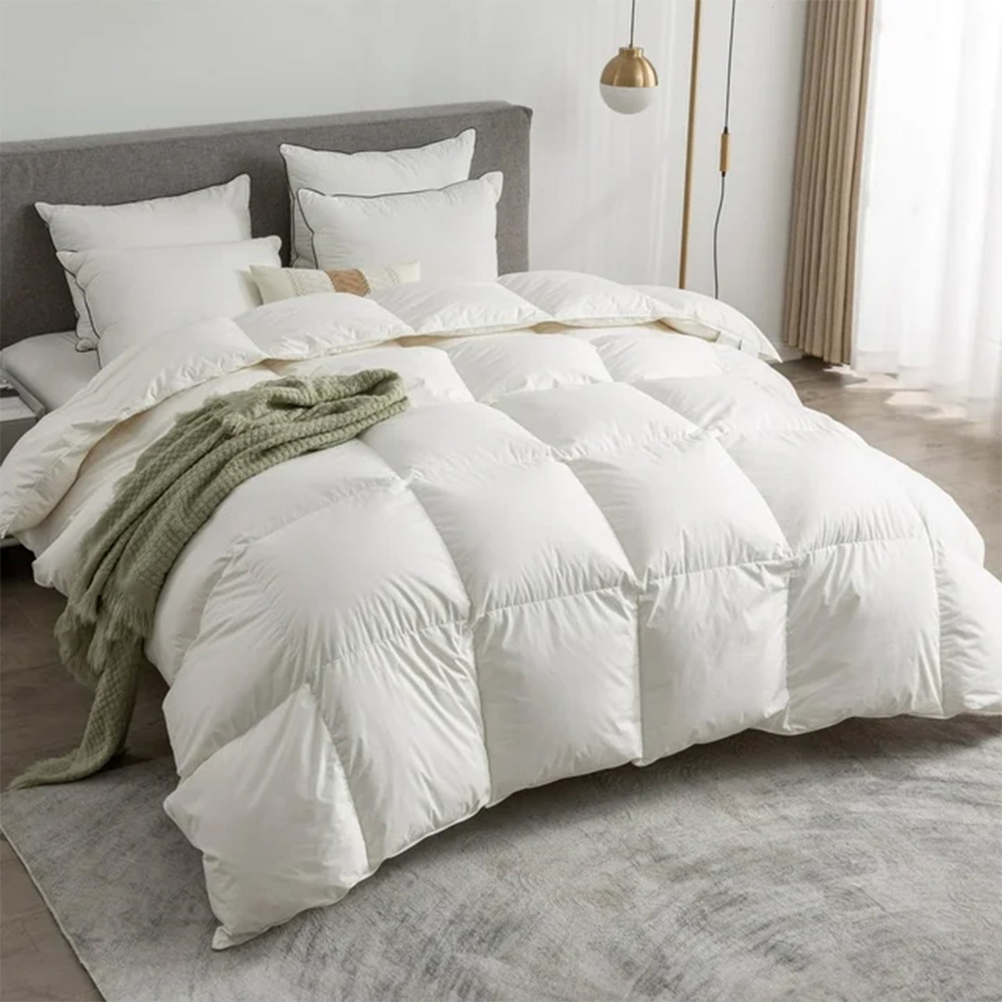 APSMILE Goose Feather Down Comforter,100% Organic Cotton All Season Down Duvet,750 FP Duvet Insert Medium Warmth Bed Comforter(Ivory White)