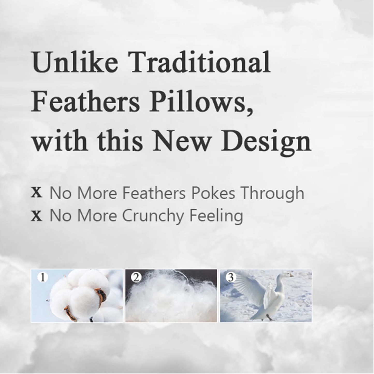 APSMILE Goose Feathers Down Pillows Set of 2, 100% Organic Cotton Cover Medium Support Pillow Inserts, Hotel Quality Fluffy Bed Pillow,White