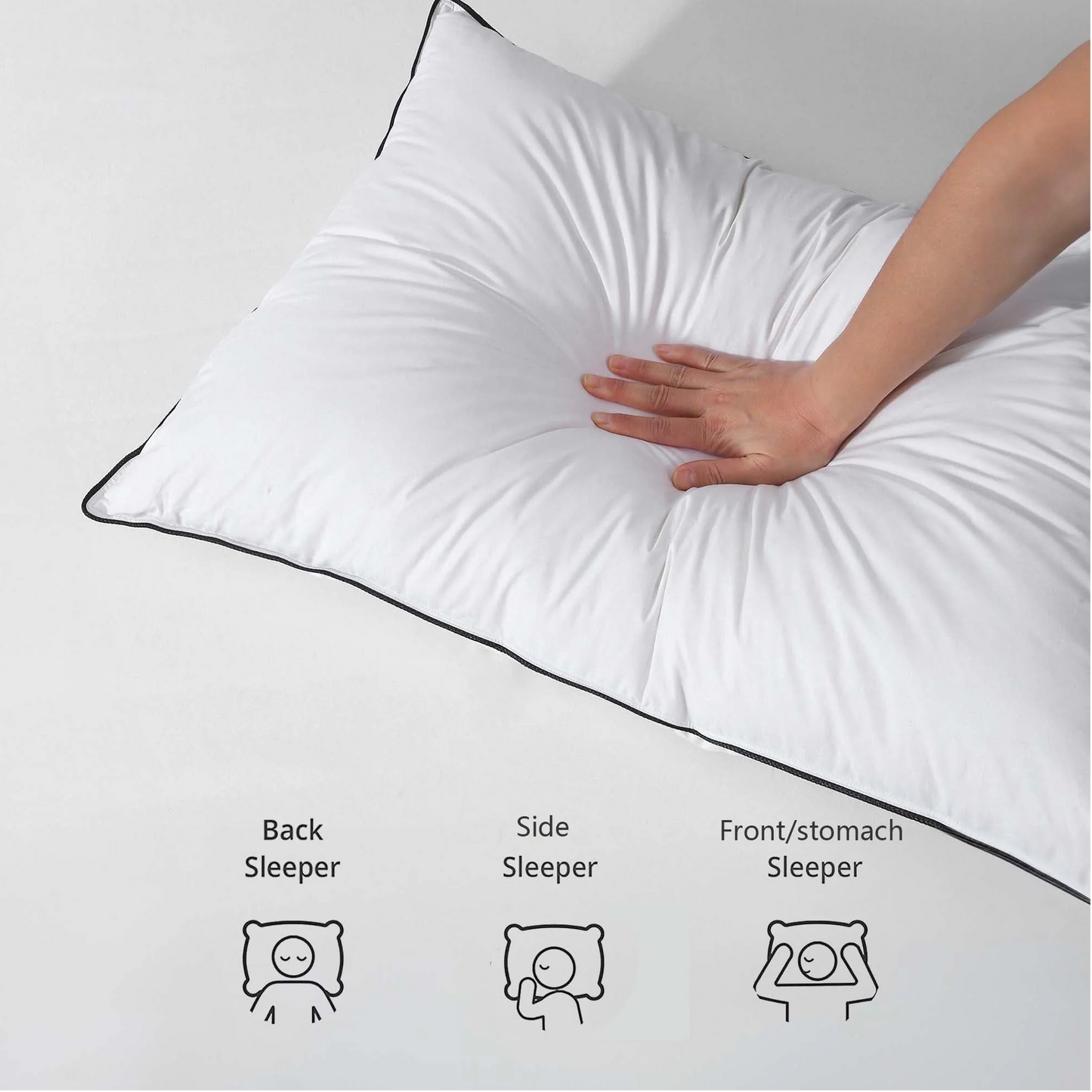 APSMILE Goose Feathers Down Pillows Set of 2, 100% Organic Cotton Cover Medium Support Pillow Inserts, Hotel Quality Fluffy Bed Pillow,White