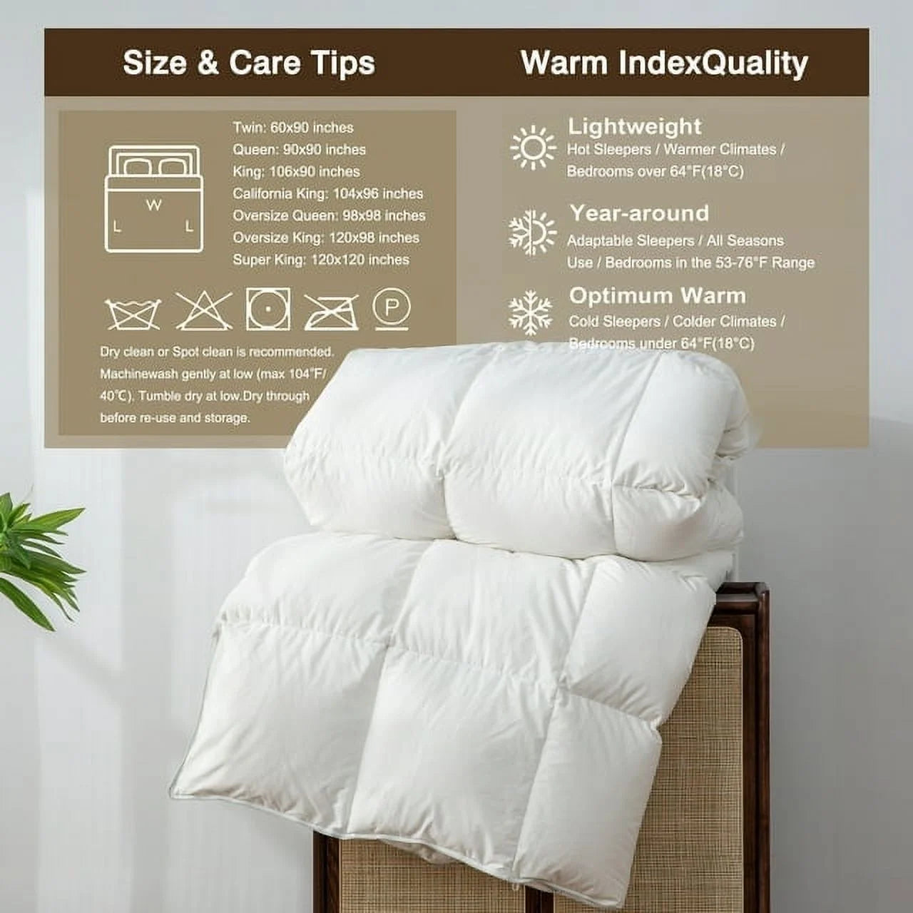 APSMILE Luxurious Fluffy Goose Feather Down Comforter,All Season Ultra Soft Duvet Insert, Medium Warmth 750 FP Hotel Collection Bed Comforter (White)
