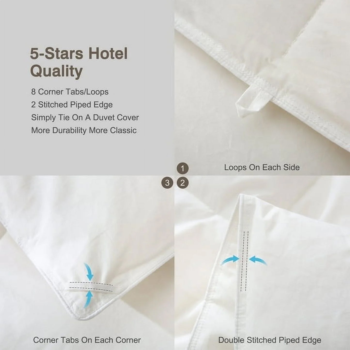 APSMILE Goose Feather Down Comforter,100% Organic Cotton All Season Down Duvet,750 FP Duvet Insert Medium Warmth Bed Comforter(Ivory White)