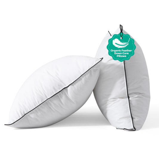 APSMILE Goose Feathers Down Pillows Set of 2 ,100% Organic Cotton Cover Medium Support Pillow Inserts, Hotel Quality Fluffy Bed Pillow, (White)