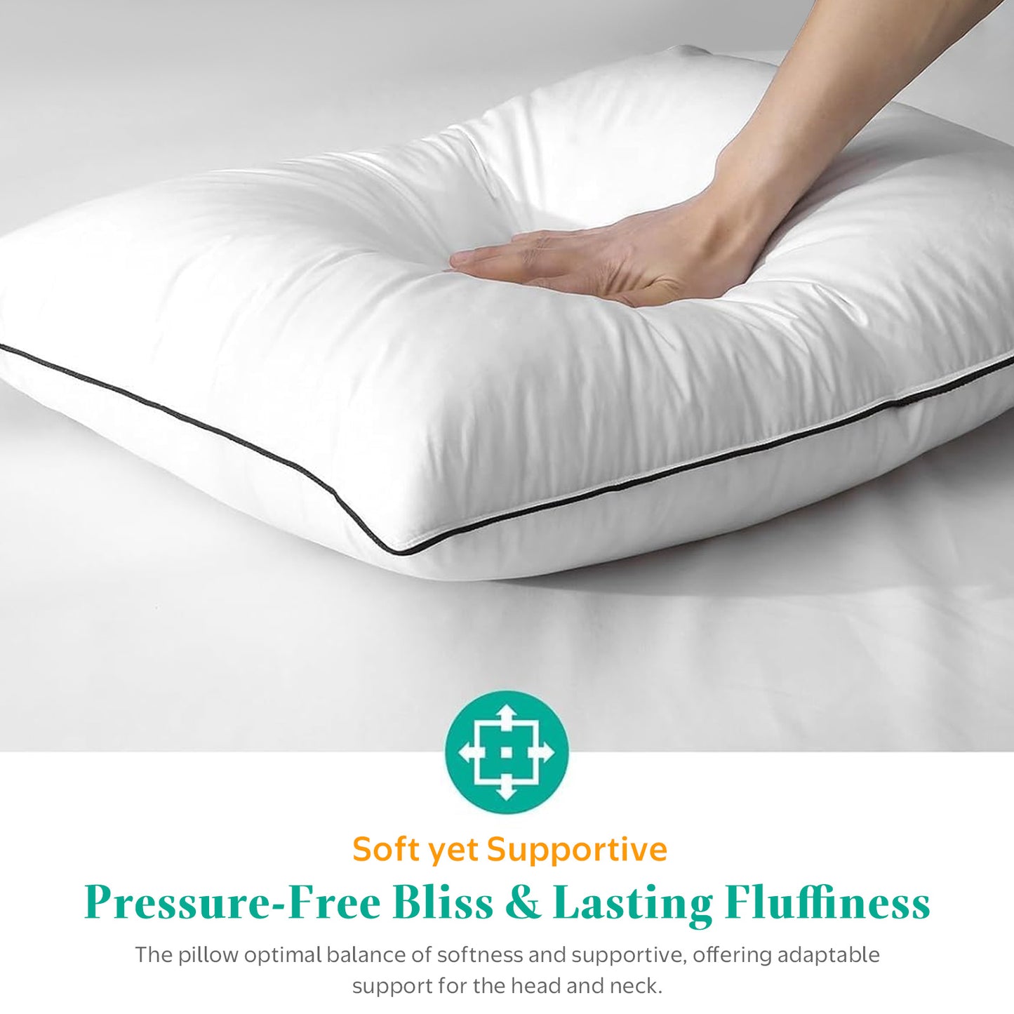 APSMILE Goose Feathers Down Pillows Set of 2 ,100% Organic Cotton Cover Medium Support Pillow Inserts, Hotel Quality Fluffy Bed Pillow, (White)