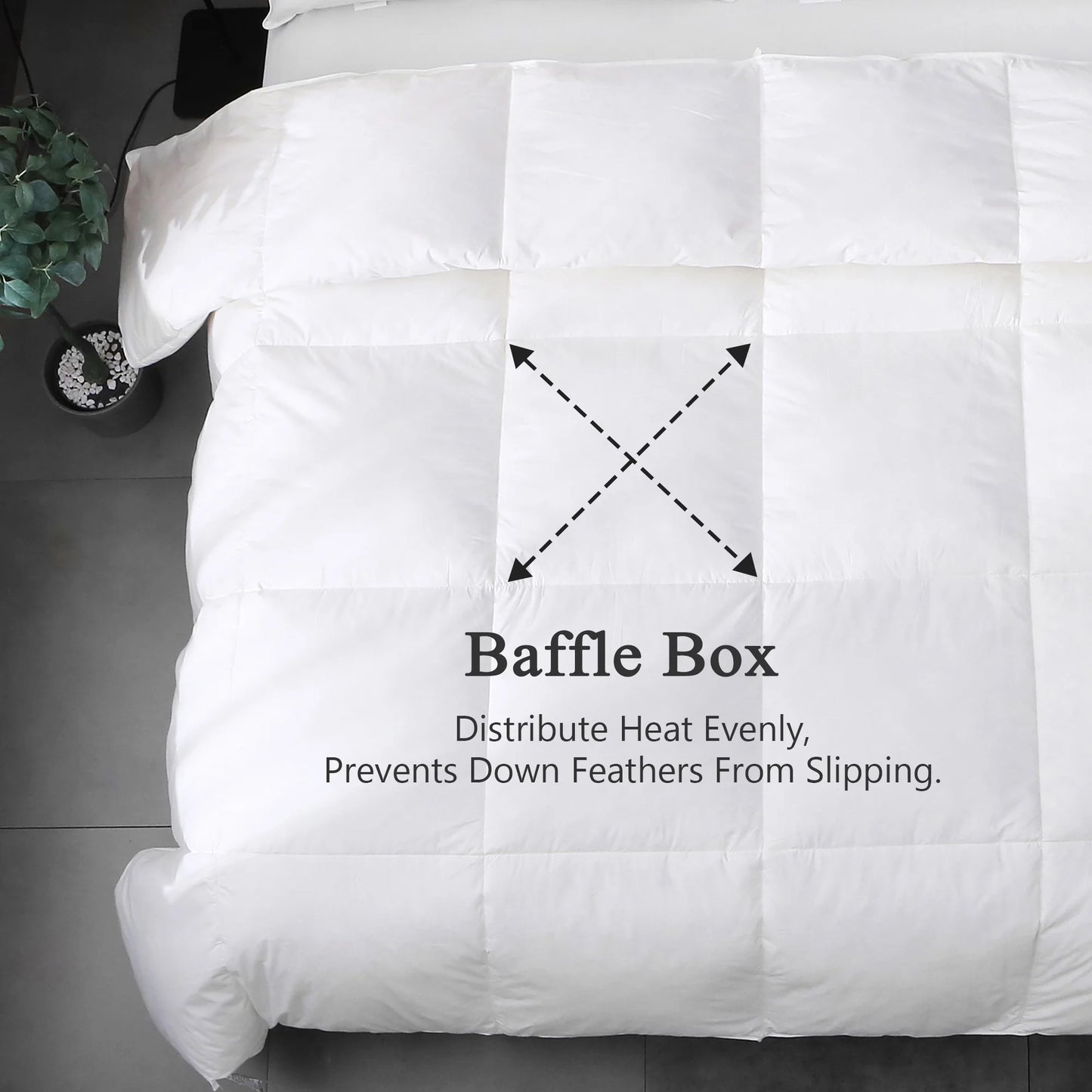 APSMILE Feathers Down Comforter Soft 100% Organic Cotton Cover Bed Comforter All Season Duvet Insert,White
