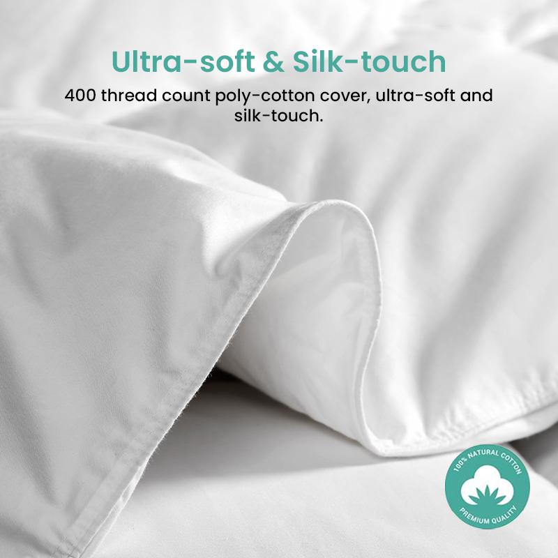 APSMILE Feather Down Comforter-Soft Poly Cotton Cover Duvet Insert-Hotel Quality Medium/Lightweight Warmth Bed Comforte,White