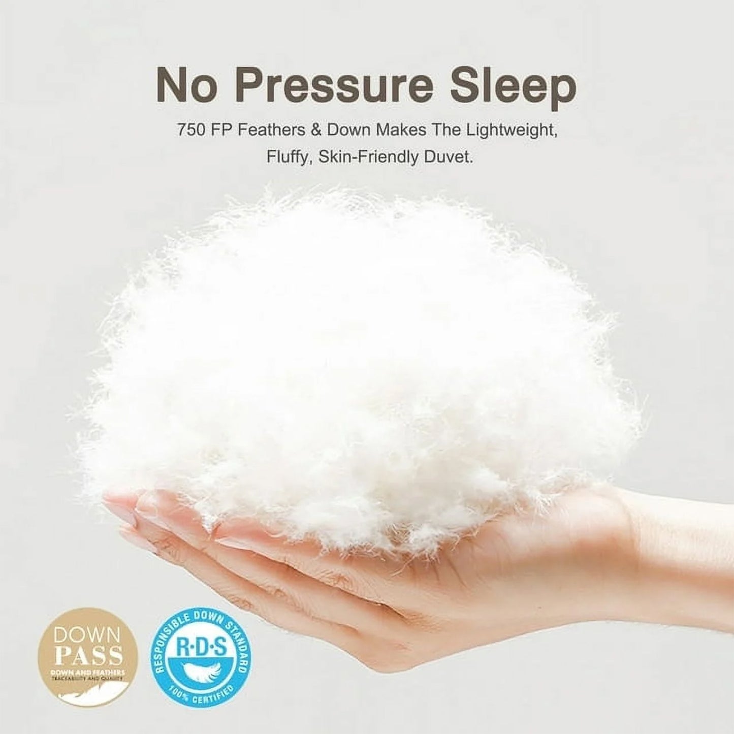 APSMILE Goose Feather Down Comforter,100% Organic Cotton All Season Down Duvet,750 FP Duvet Insert Medium Warmth Bed Comforter(Ivory White)