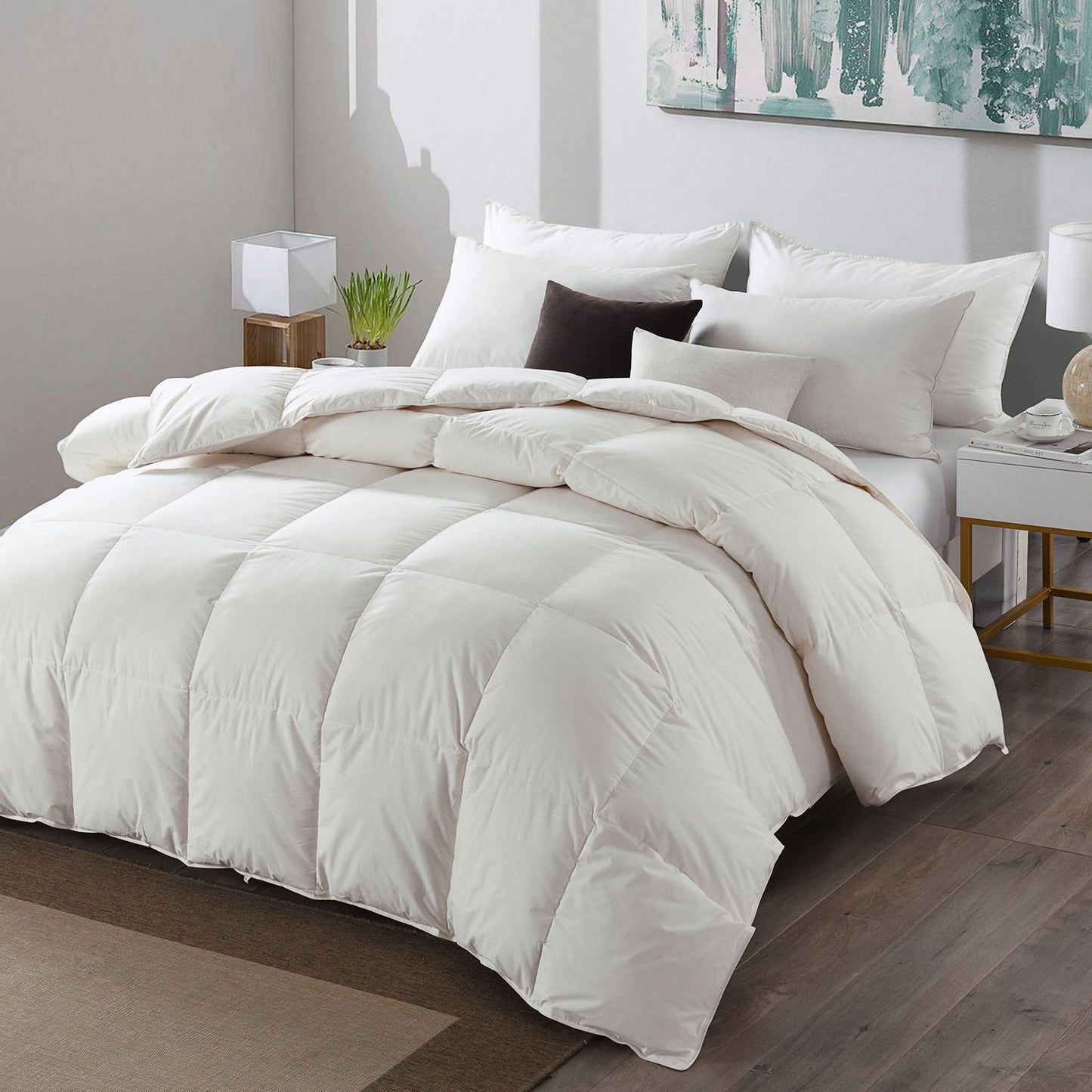 Luxury Siberian Goose Down Comforter - 100% Organic Cotton, 650 Fill-power Goose Feather Down Duvet Insert