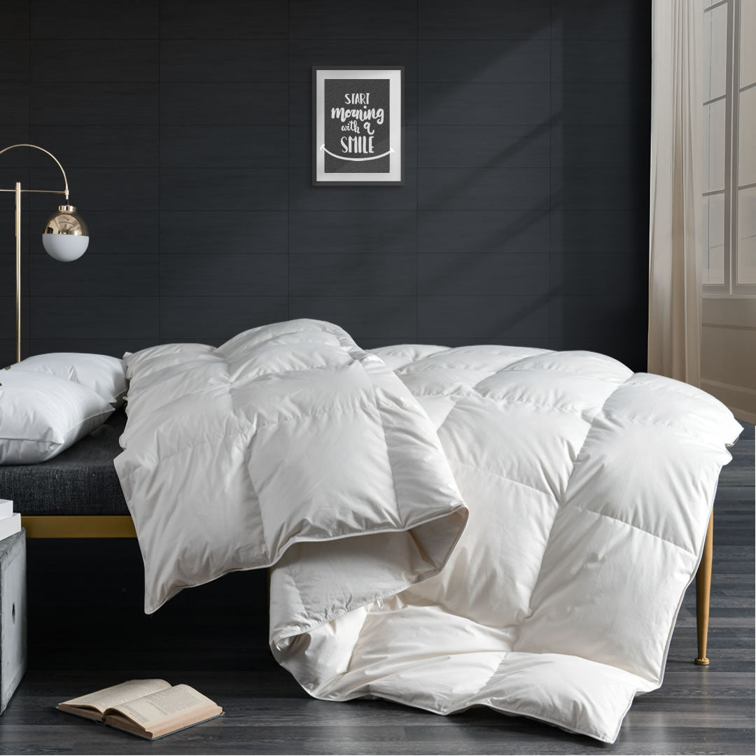 Luxury 100% Organic Cotton Goose Feathers Down Comforter -Lightweight, All-season, and Winter-weight 750FP Down Duvet Insert Available