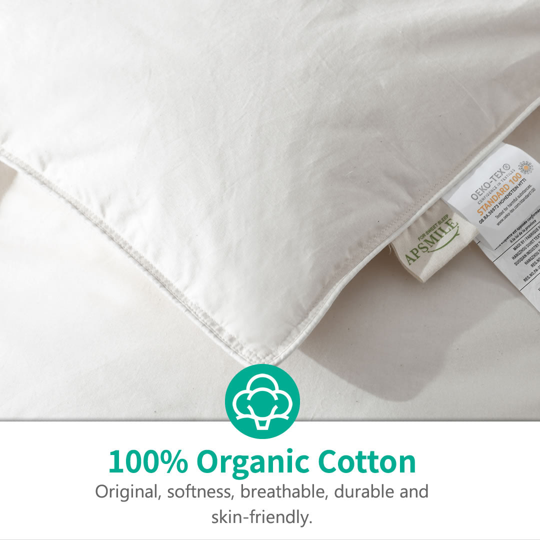 Luxury 100% Organic Cotton Goose Feathers Down Comforter -Lightweight, All-season, and Winter-weight 750FP Down Duvet Insert Available