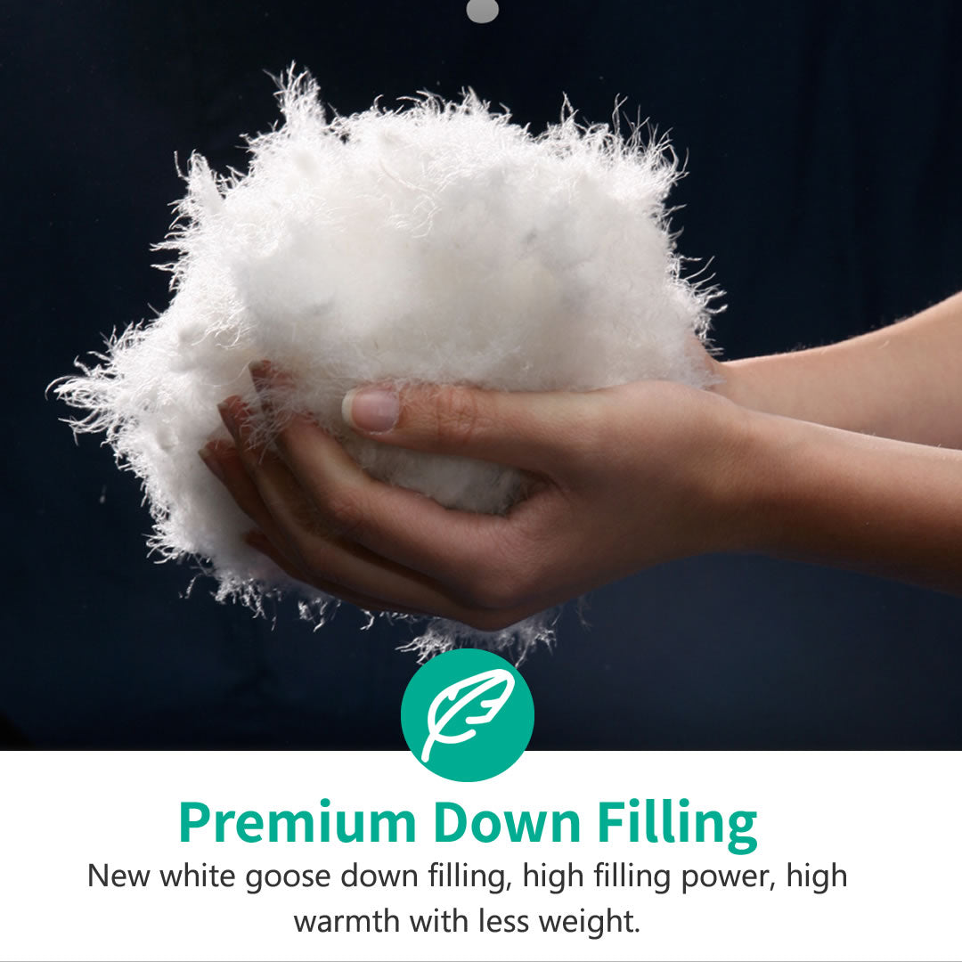 Luxurious Ultra-Soft Egyptian Cotton Feathers Down Comforter, 750 Fill-power European Goose Down Feather Duvet Insert