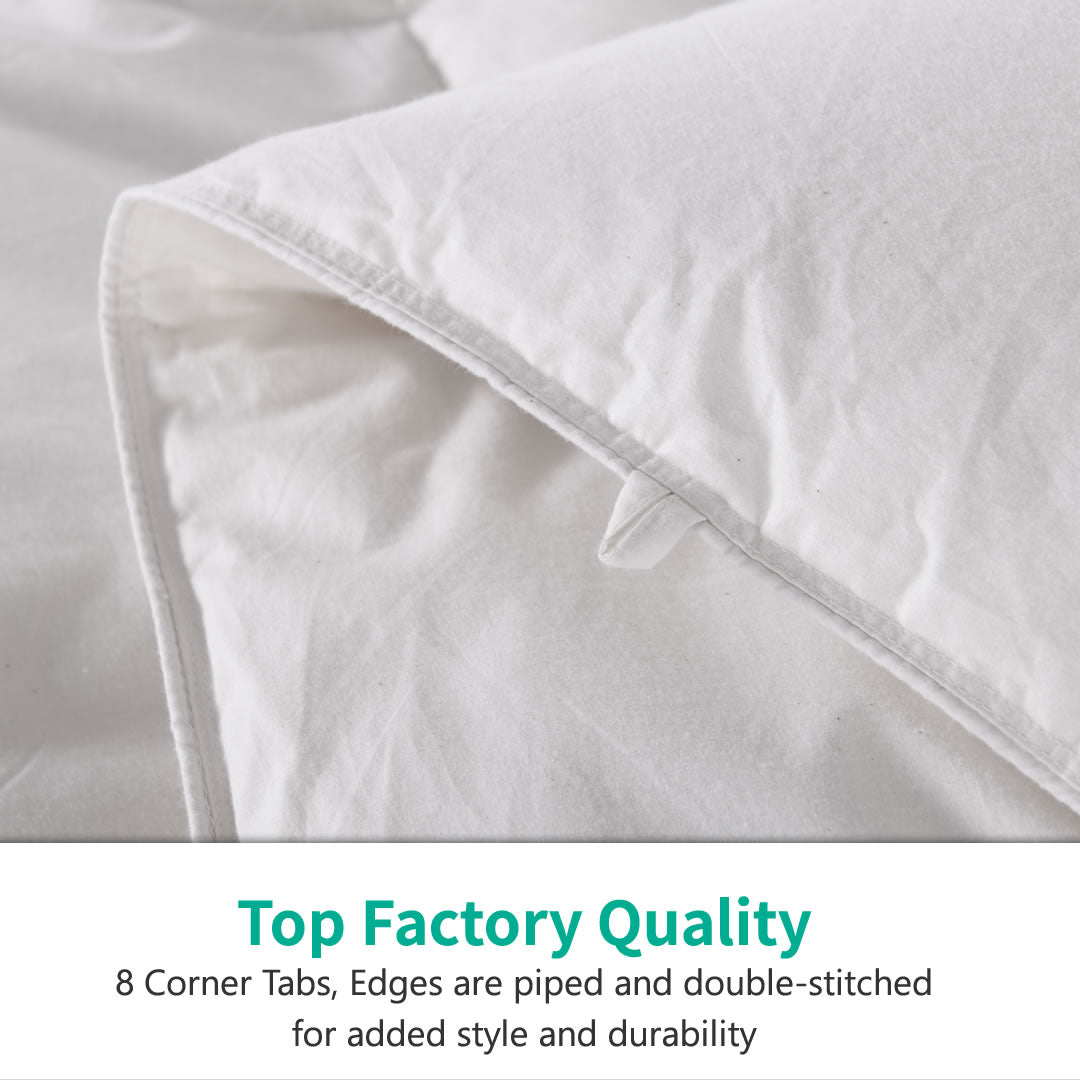 Luxury 100% Organic Cotton Goose Feathers Down Comforter -Lightweight, All-season, and Winter-weight 750FP Down Duvet Insert Available