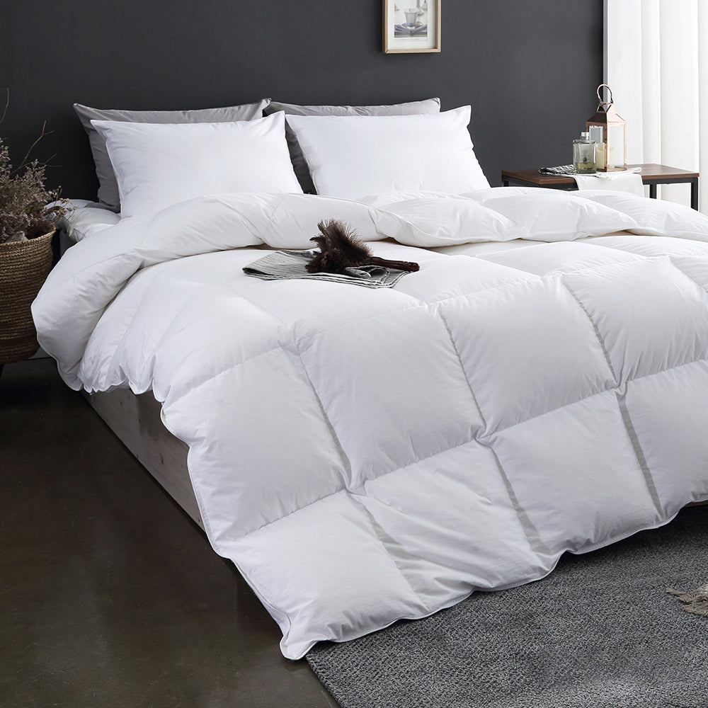 Luxury 100% Organic Cotton Goose Feathers Down Comforter -Lightweight, All-season, and Winter-weight 750FP Down Duvet Insert Available