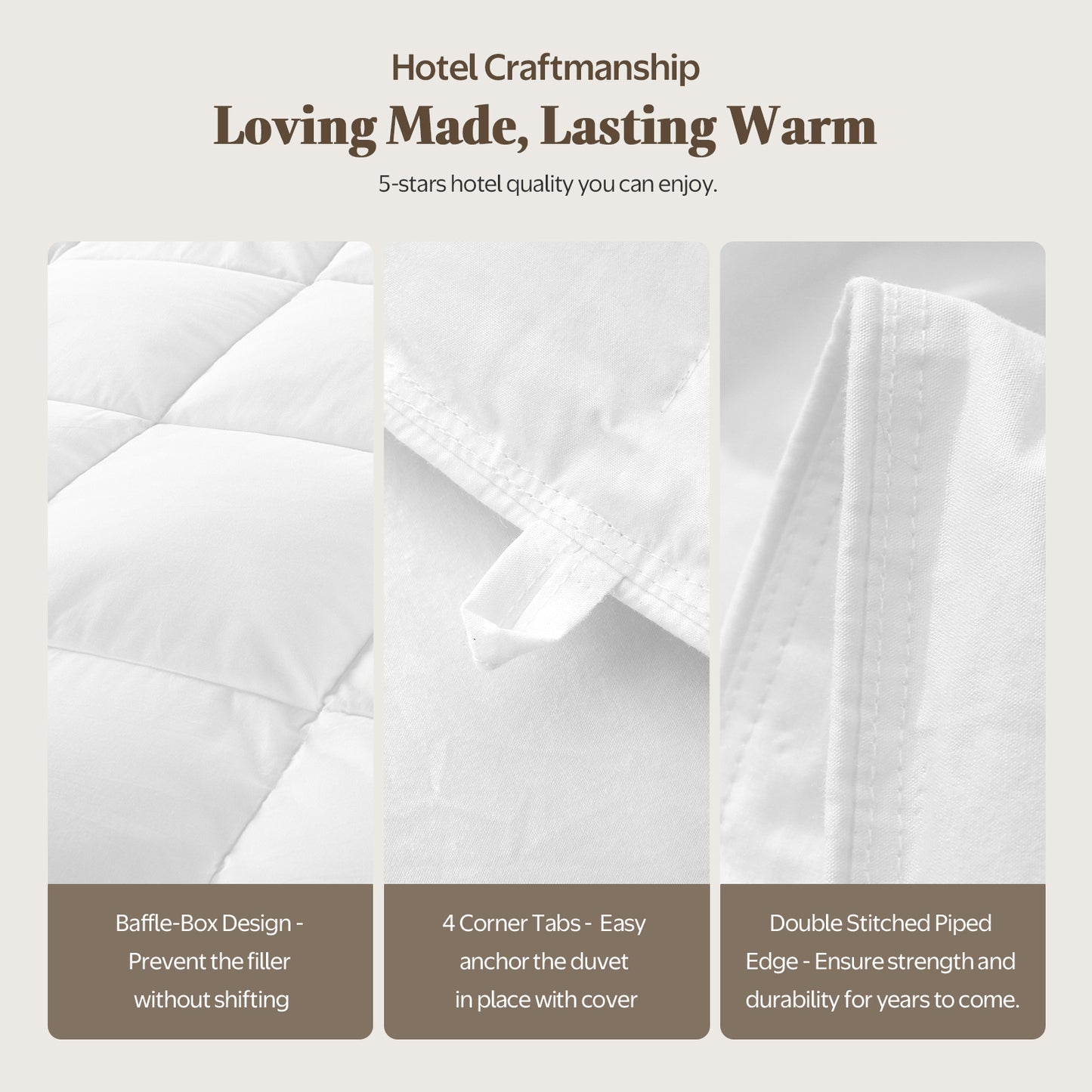 APSMILE Feathers Down Comforter Soft 100% Organic Cotton Cover Bed Comforter All Season Duvet Insert,White