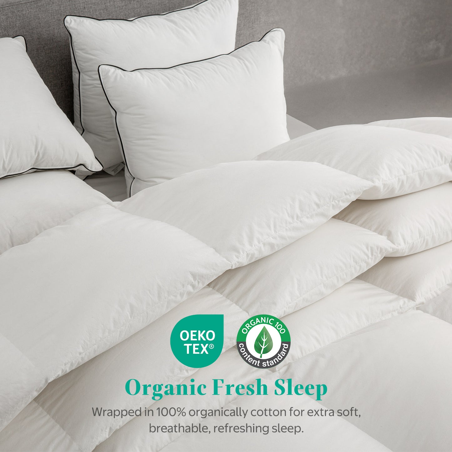 APSMILE Goose Feather Down Comforter,100% Organic Cotton All Season Down Duvet,750 FP Duvet Insert Medium Warmth Bed Comforter(Ivory White)