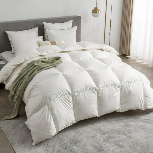 APSMILE Goose Feather Down Comforter,100% Organic Cotton All Season Down Duvet,750 FP Duvet Insert Medium Warmth Bed Comforter(Ivory White)