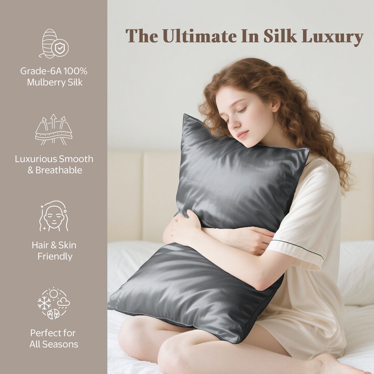 APSMILE Satin Pillowcases for Hair and Skin,Soft and Smooth Silk-Like Cooling Pillow Covers,Silky Pillow Cases,2 Pack