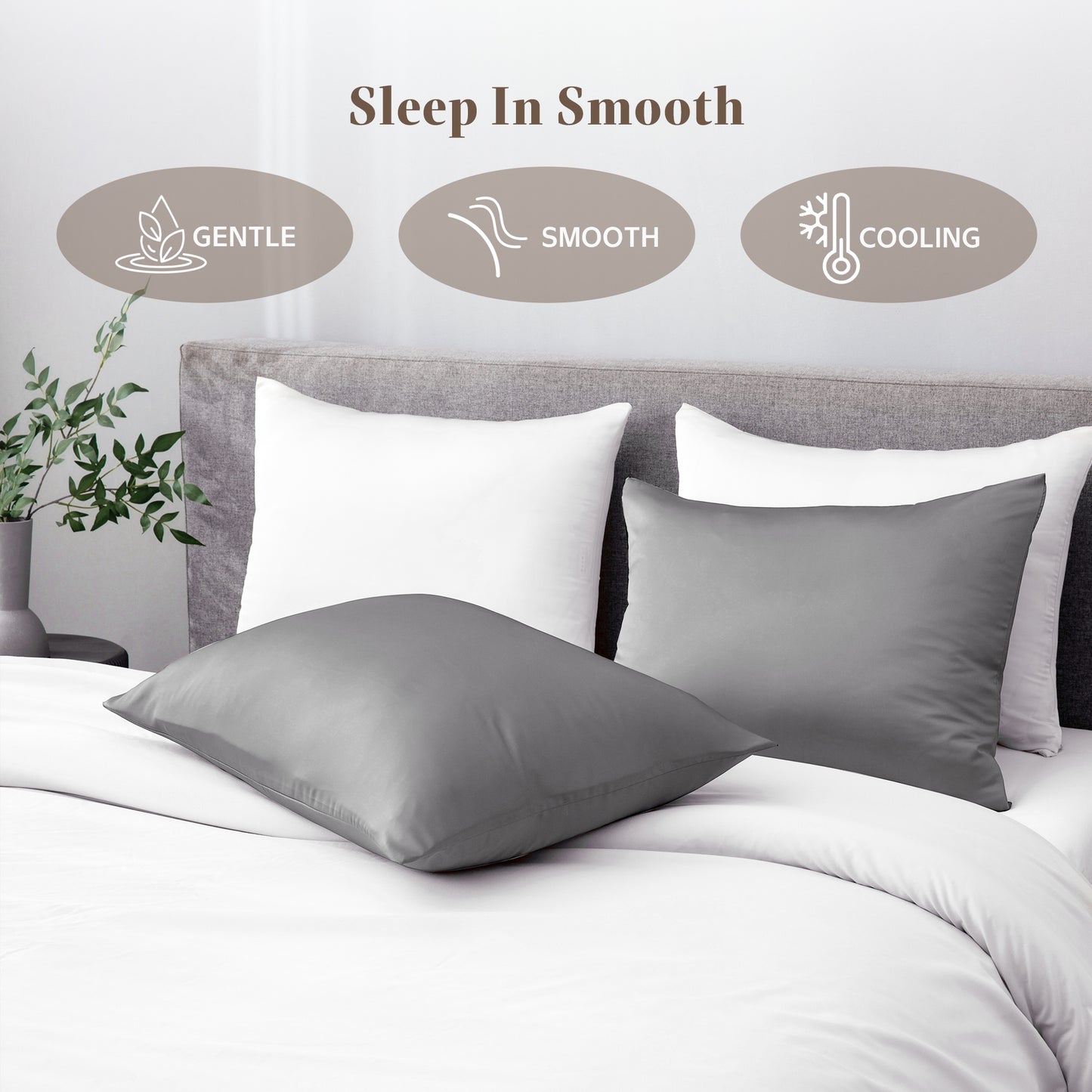 APSMILE Satin Pillowcases for Hair and Skin,Soft and Smooth Silk-Like Cooling Pillow Covers,Silky Pillow Cases,2 Pack