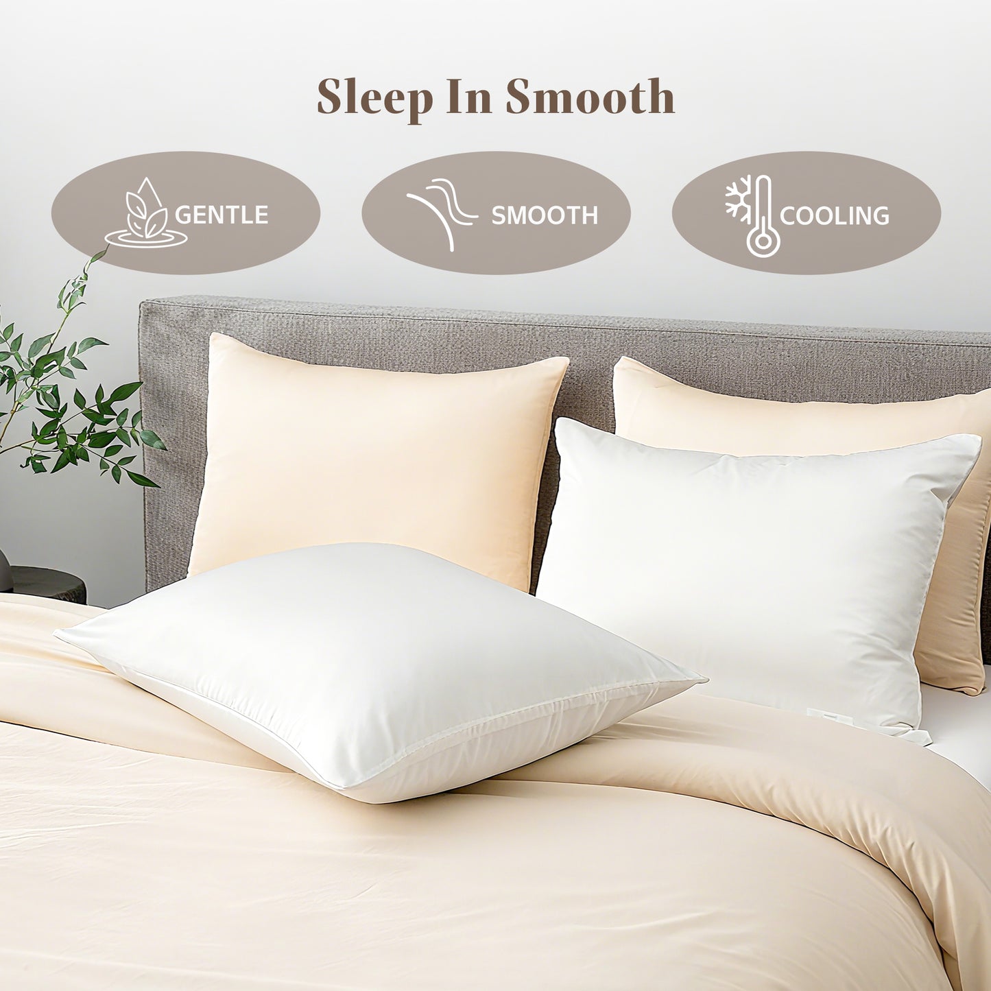 APSMILE Satin Pillowcases for Hair and Skin,Soft and Smooth Silk-Like Cooling Pillow Covers,Silky Pillow Cases,2 Pack