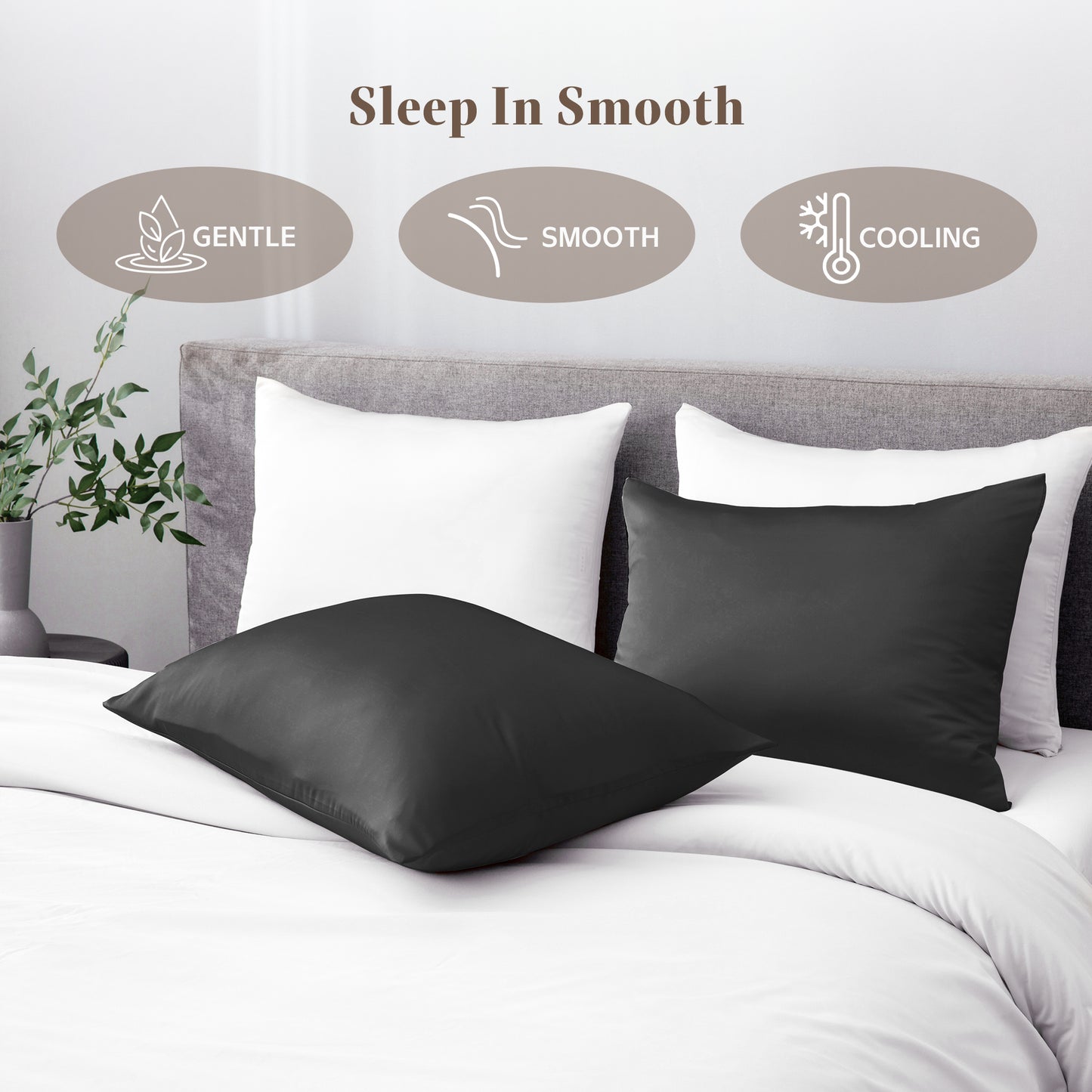 APSMILE Satin Pillowcases for Hair and Skin,Soft and Smooth Silk-Like Cooling Pillow Covers,Silky Pillow Cases,2 Pack