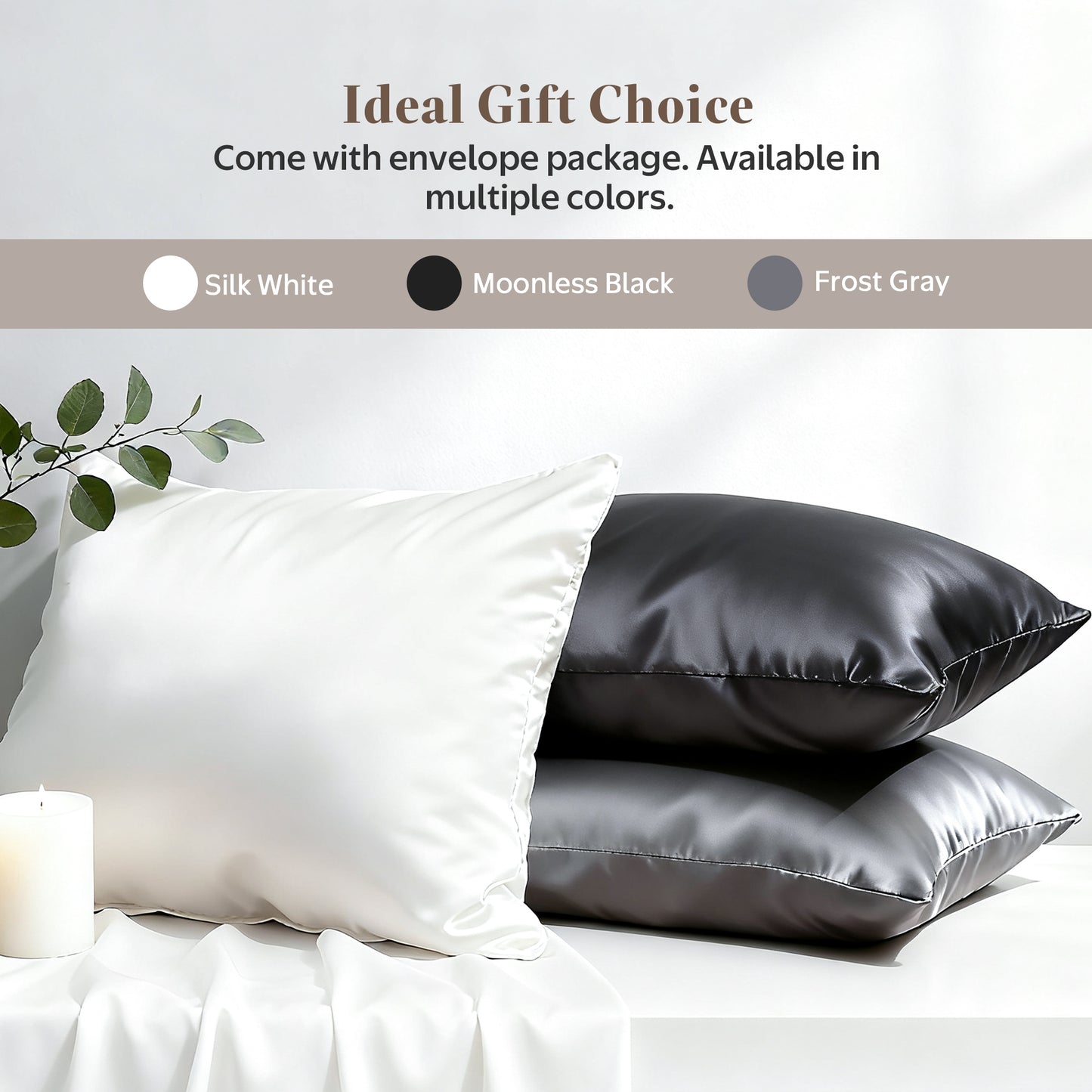 APSMILE Satin Pillowcases for Hair and Skin,Soft and Smooth Silk-Like Cooling Pillow Covers,Silky Pillow Cases,2 Pack