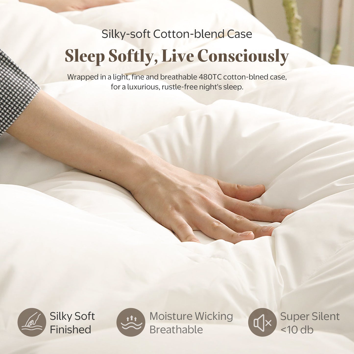 APSMILE Feather Down Comforter-Soft Poly Cotton Cover Duvet Insert-Hotel Quality Medium/Lightweight Warmth Bed Comforte,White