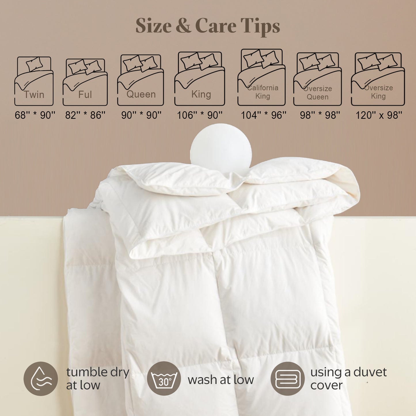 APSMILE Feather Down Comforter-Soft Poly Cotton Cover Duvet Insert-Hotel Quality Medium/Lightweight Warmth Bed Comforte,White